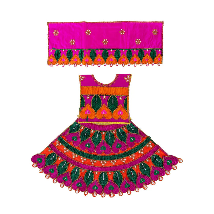 Durga Dress - 5 Inches | Mata Rani Poshak/ Devi Vastra/ Embroidery Amman Pavadai for Deity