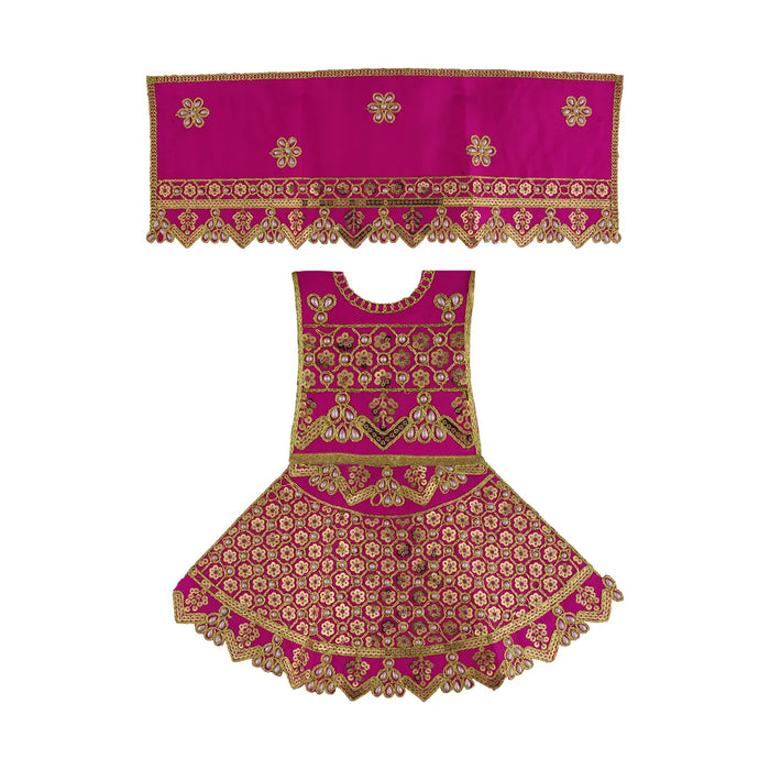 Durga Dress - 10 X 11.5 Inches | Mata Rani Poshak/ Embroidery Amman Pavadai/ Assorted Colour