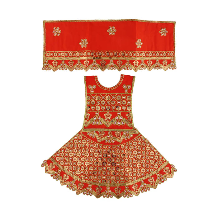 Durga Dress - 10 X 11.5 Inches | Mata Rani Poshak/ Embroidery Amman Pavadai/ Assorted Colour