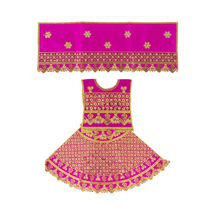 Durga Dress - 9.5 Inches | Embroidery Design Mata Rani Poshak/ Amman Pavadai for Deity/ Assorted Colour