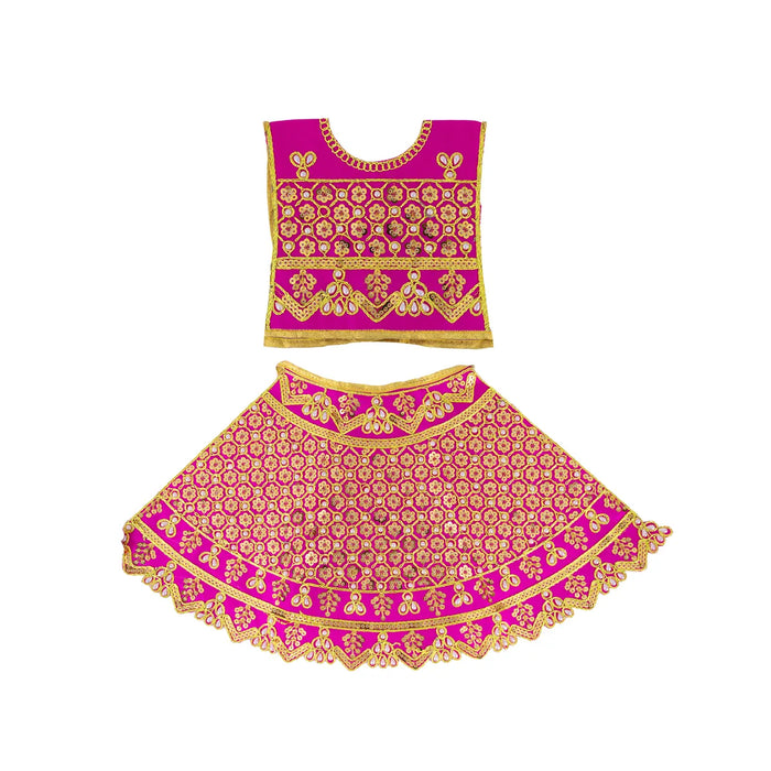 Durga Dress - 9.5 Inches | Embroidery Design Mata Rani Poshak/ Amman Pavadai for Deity/ Assorted Colour