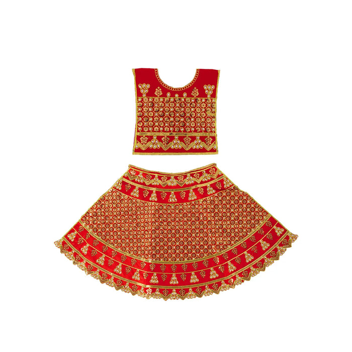 Durga Dress - 9.5 Inches | Embroidery Design Mata Rani Poshak/ Amman Pavadai for Deity/ Assorted Colour