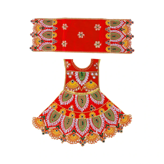 Durga Dress - 7.5 Inches | Amman Pavadai/ Mata Dress/ Embroidery Design Devi Vastra For Deity/ Assorted Colour
