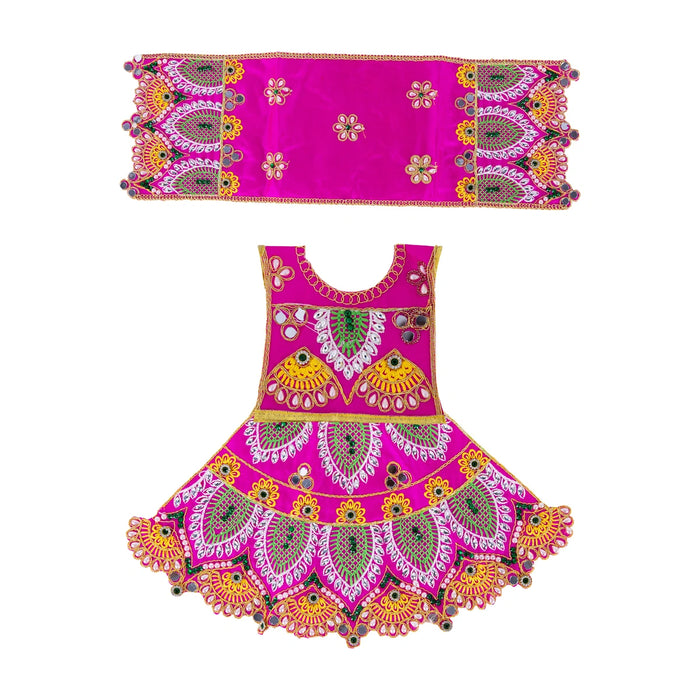 Durga Dress - 7.5 Inches | Amman Pavadai/ Mata Dress/ Embroidery Design Devi Vastra For Deity/ Assorted Colour