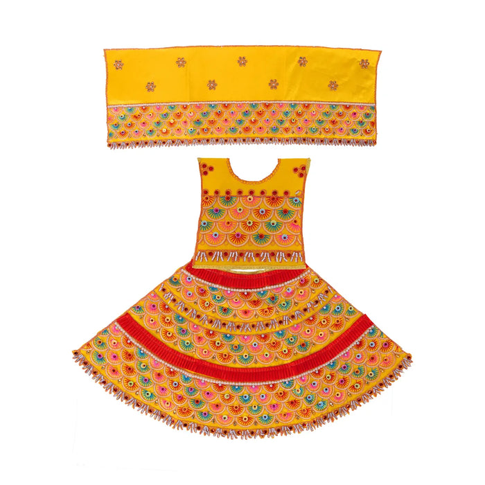 Durga Dress - 12.5 Inches | Lehenga Patka/ Embroidery Amman Pavadai For Deity Decor/ Assorted Colour
