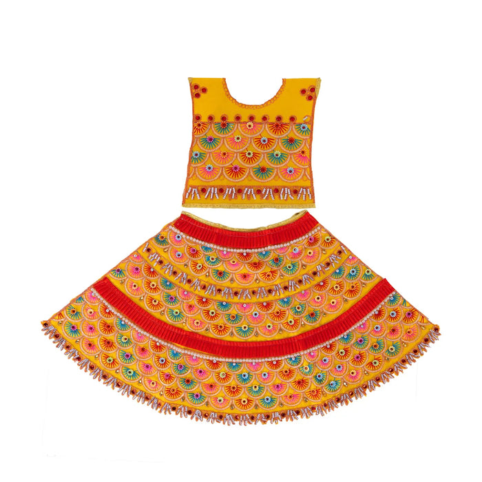 Durga Dress - 12.5 Inches | Lehenga Patka/ Embroidery Amman Pavadai For Deity Decor/ Assorted Colour
