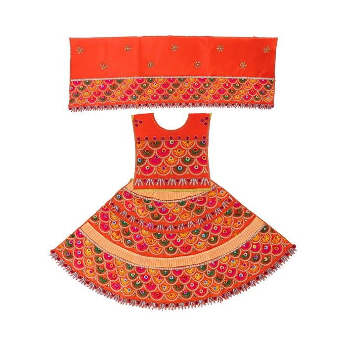 Durga Dress - 12.5 Inches | Lehenga Patka/ Embroidery Amman Pavadai For Deity Decor/ Assorted Colour