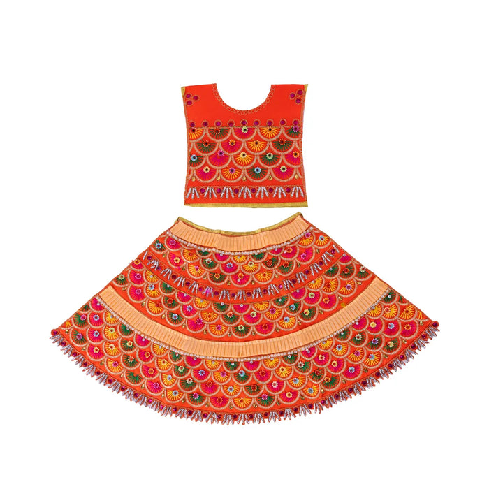 Durga Dress - 12.5 Inches | Lehenga Patka/ Embroidery Amman Pavadai For Deity Decor/ Assorted Colour