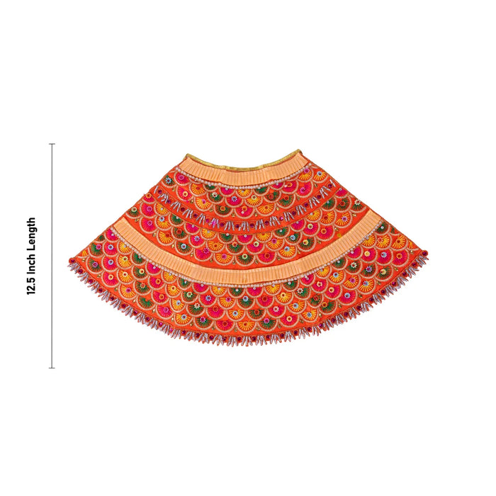 Durga Dress - 12.5 Inches | Lehenga Patka/ Embroidery Amman Pavadai For Deity Decor/ Assorted Colour