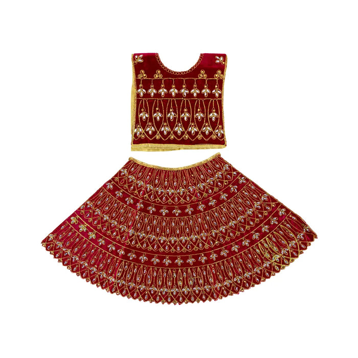 Durga Dress - 12.5 Inches | Velvet Mata Dress/ Embroidery Devi Vastra/ Amman Pavadai for Deity