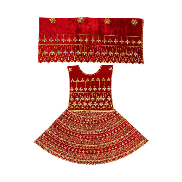 Durga Dress - 12.5 Inches | Velvet Mata Dress/ Embroidery Devi Vastra/ Amman Pavadai for Deity