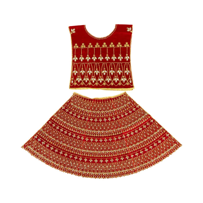 Durga Dress - 12.5 Inches | Velvet Mata Dress/ Embroidery Devi Vastra/ Amman Pavadai for Deity