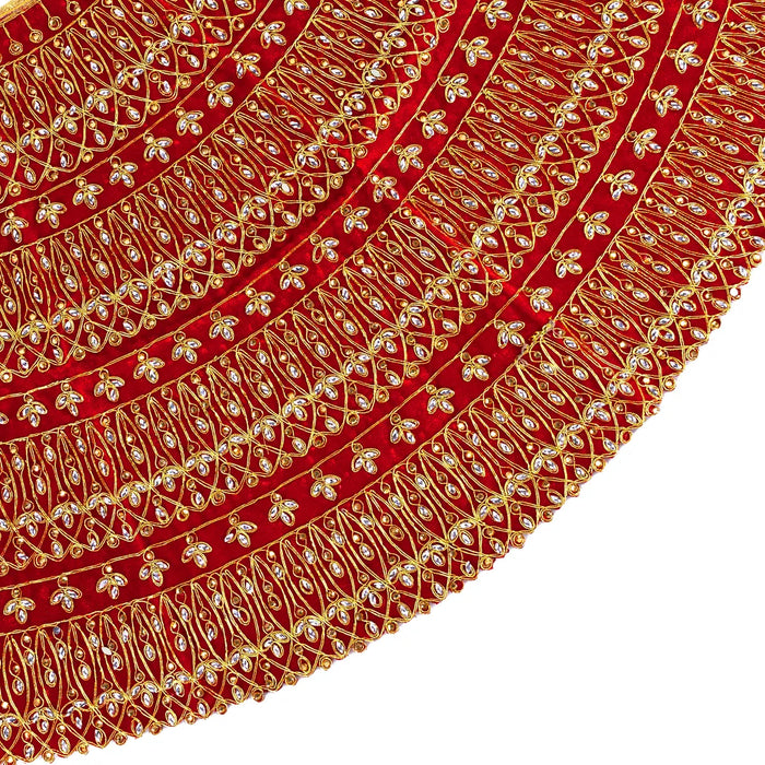 Durga Dress - 12.5 Inches | Velvet Mata Dress/ Embroidery Devi Vastra/ Amman Pavadai for Deity