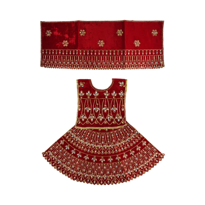 Durga Dress - 14 Inches | Mata Rani Poshak/ Lehenga Patka/ Embroidery Amman Pavadai/ Assorted Colour