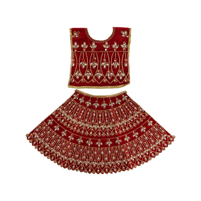 Durga Dress - 14 Inches | Mata Rani Poshak/ Lehenga Patka/ Embroidery Amman Pavadai/ Assorted Colour