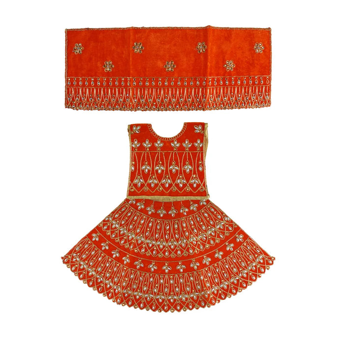 Durga Dress - 14 Inches | Mata Rani Poshak/ Lehenga Patka/ Embroidery Amman Pavadai/ Assorted Colour