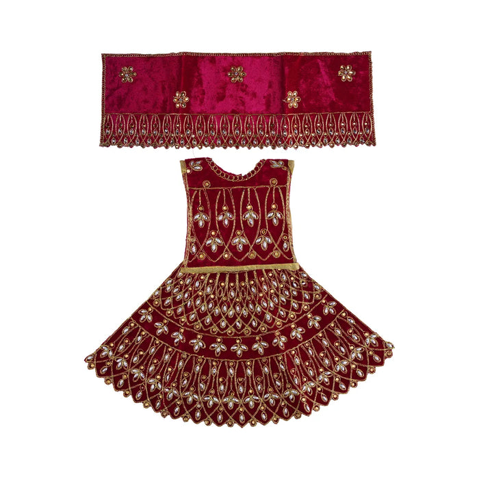 Durga Dress - 14 Inches | Mata Rani Poshak/ Lehenga Patka/ Embroidery Amman Pavadai/ Assorted Colour