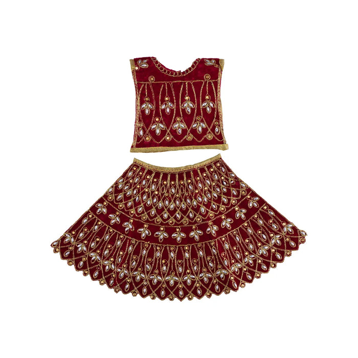 Durga Dress - 14 Inches | Mata Rani Poshak/ Lehenga Patka/ Embroidery Amman Pavadai/ Assorted Colour