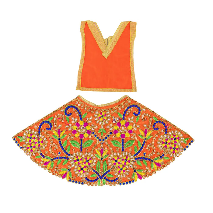 Durga Dress - 9.5 Inches | Embroidery Design Mata Rani Poshak/ Amman Pavadai for Deity/ Assorted Colour