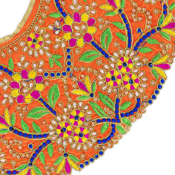 Durga Dress - 9.5 Inches | Embroidery Design Mata Rani Poshak/ Amman Pavadai for Deity/ Assorted Colour