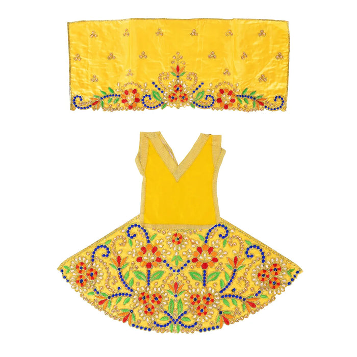 Durga Dress - 9.5 Inches | Embroidery Design Mata Rani Poshak/ Amman Pavadai for Deity/ Assorted Colour