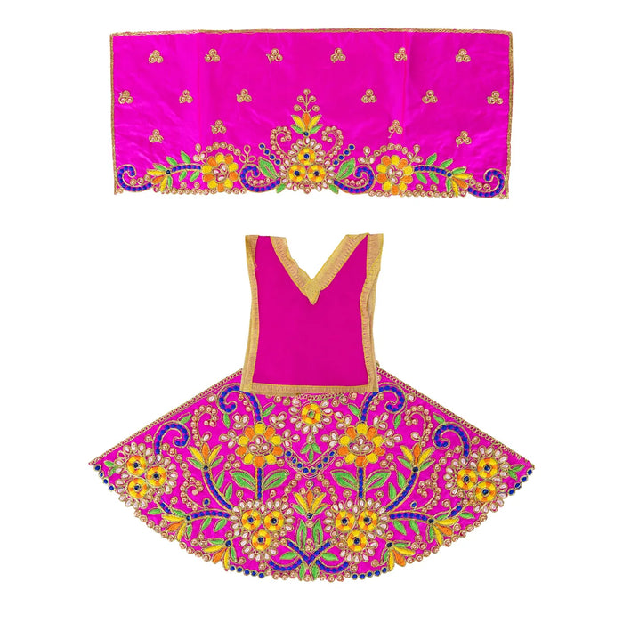 Durga Dress - 9.5 Inches | Embroidery Design Mata Rani Poshak/ Amman Pavadai for Deity/ Assorted Colour