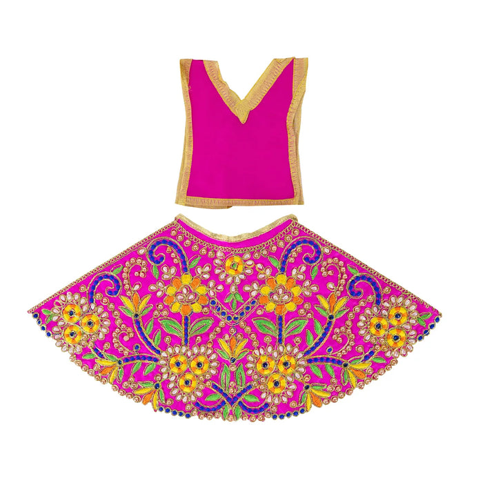 Durga Dress - 9.5 Inches | Embroidery Design Mata Rani Poshak/ Amman Pavadai for Deity/ Assorted Colour