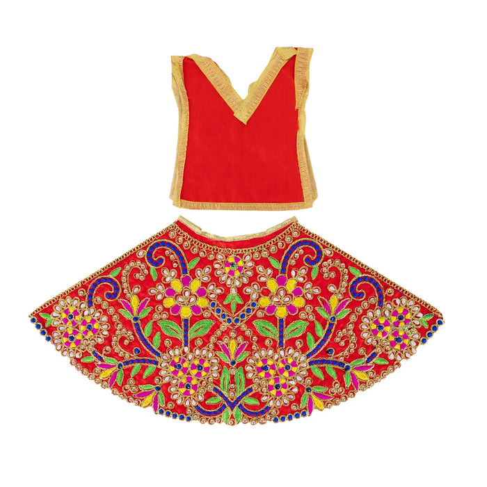 Durga Dress - 9.5 Inches | Embroidery Design Mata Rani Poshak/ Amman Pavadai for Deity/ Assorted Colour