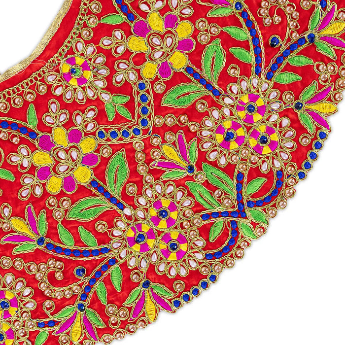 Durga Dress - 9.5 Inches | Embroidery Design Mata Rani Poshak/ Amman Pavadai for Deity/ Assorted Colour