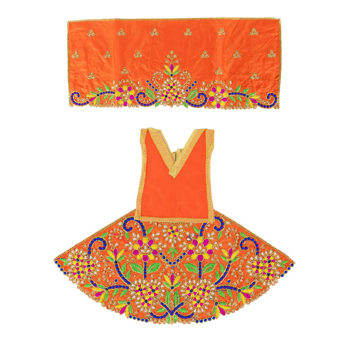 Durga Dress - 9.5 Inches | Embroidery Design Mata Rani Poshak/ Amman Pavadai for Deity/ Assorted Colour