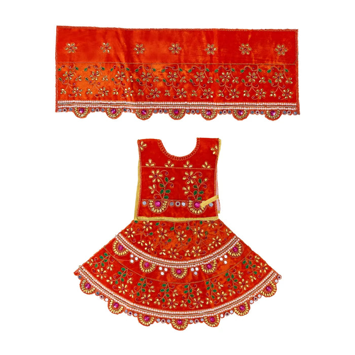 Durga Dress - 13 Inches | Mata Rani Poshak/ Lehenga Patka/ Embroidery Amman Pavadai/ Assorted Colour