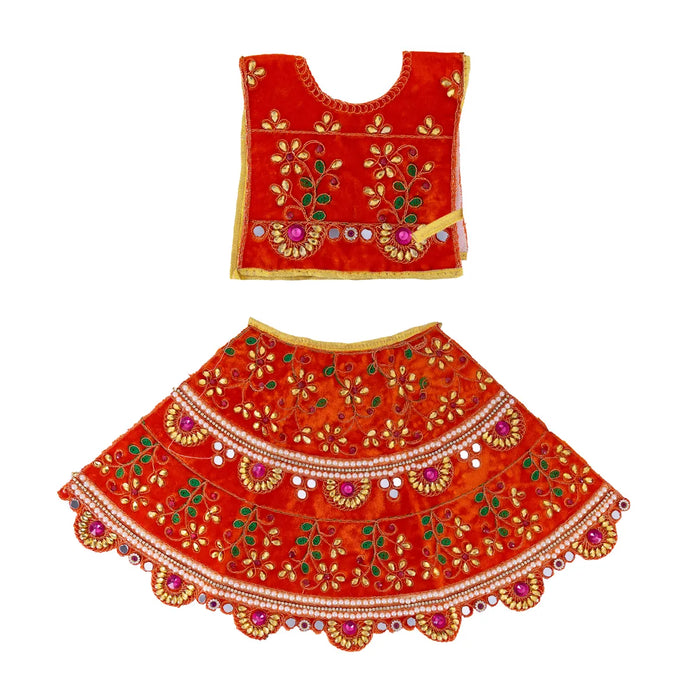 Durga Dress - 13 Inches | Mata Rani Poshak/ Lehenga Patka/ Embroidery Amman Pavadai/ Assorted Colour