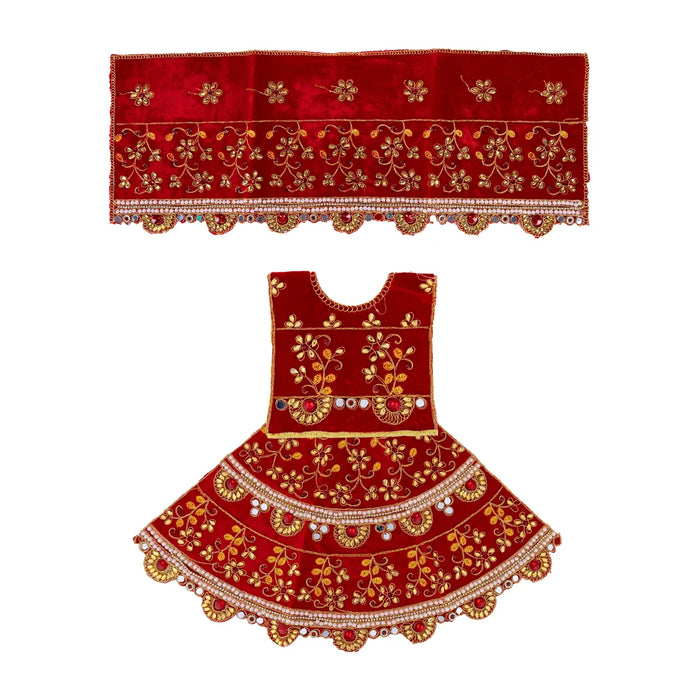 Durga Dress - 13 Inches | Mata Rani Poshak/ Lehenga Patka/ Embroidery Amman Pavadai/ Assorted Colour