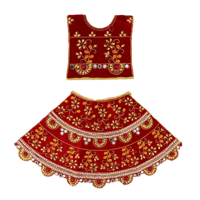 Durga Dress - 13 Inches | Mata Rani Poshak/ Lehenga Patka/ Embroidery Amman Pavadai/ Assorted Colour