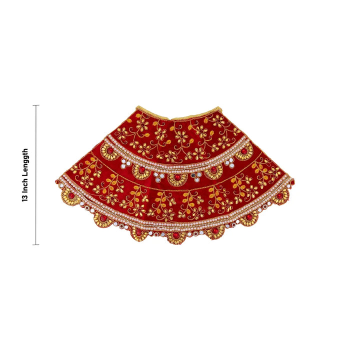 Durga Dress - 13 Inches | Mata Rani Poshak/ Lehenga Patka/ Embroidery Amman Pavadai/ Assorted Colour