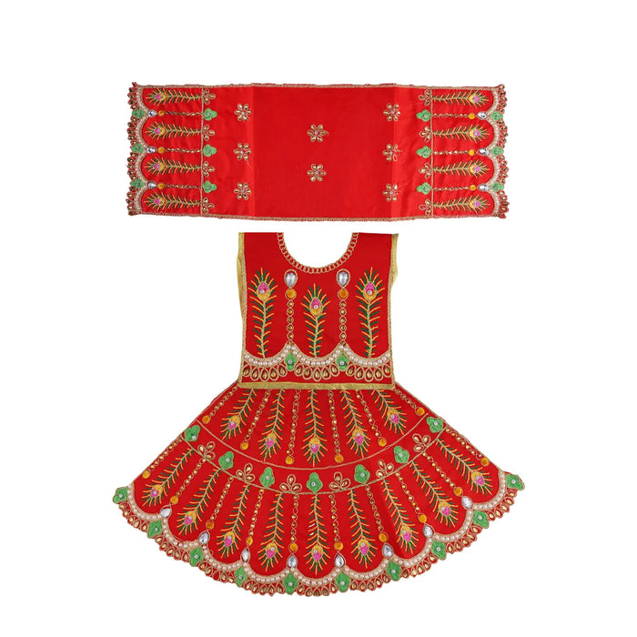 Durga Dress - 14 Inches | Mata Dress/ Lehenga Patka/ Embroidery Design Devi Vastra/ Assorted Colour