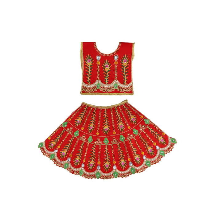 Durga Dress - 14 Inches | Mata Dress/ Lehenga Patka/ Embroidery Design Devi Vastra/ Assorted Colour