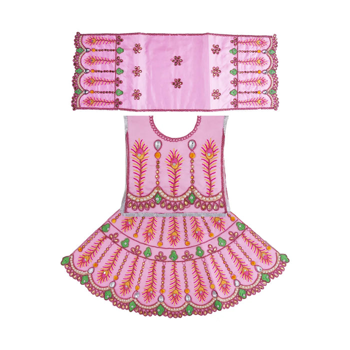 Durga Dress - 14 Inches | Mata Dress/ Lehenga Patka/ Embroidery Design Devi Vastra/ Assorted Colour