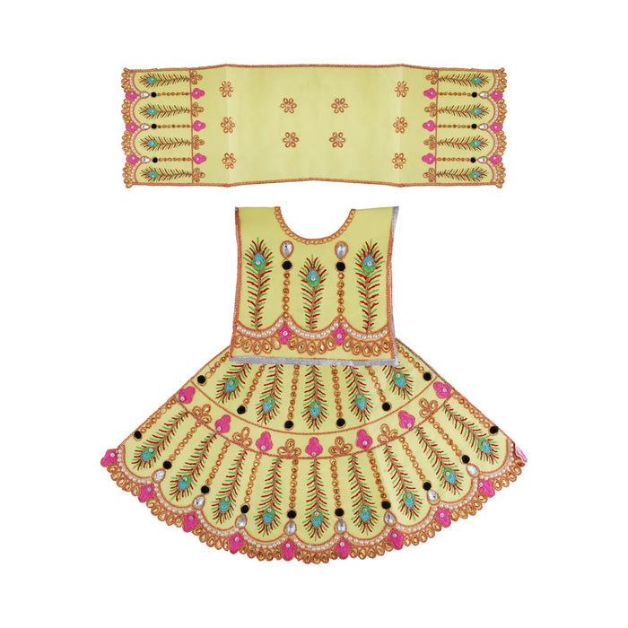 Durga Dress - 14 Inches | Mata Dress/ Lehenga Patka/ Embroidery Design Devi Vastra/ Assorted Colour