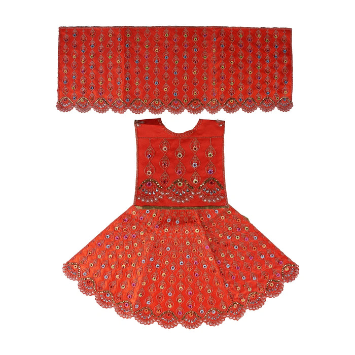 Durga Dress - 15 Inches | Lehenga Patka/ Mata Rani Poshak/ Decorative Devi Vastra For Deity Decor