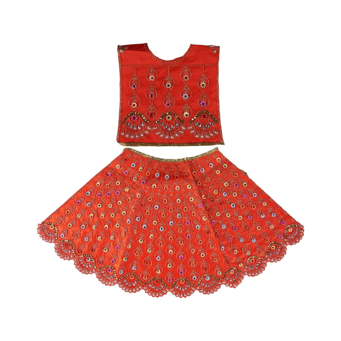 Durga Dress - 15 Inches | Lehenga Patka/ Mata Rani Poshak/ Decorative Devi Vastra For Deity Decor