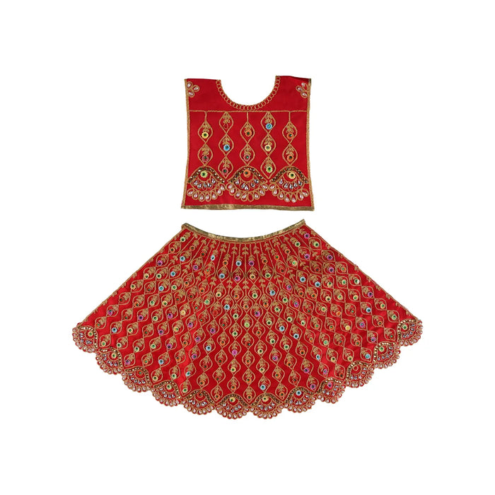 Durga Dress - 11 Inches | Floral Work Mata Rani Poshak/ Amman Pavadai for Deity/ Assorted Colour