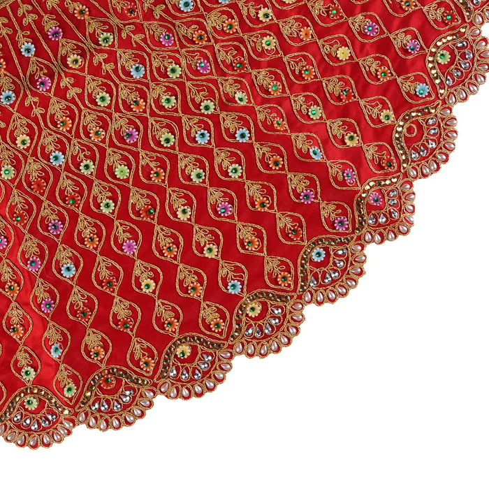 Durga Dress - 11 Inches | Floral Work Mata Rani Poshak/ Amman Pavadai for Deity/ Assorted Colour
