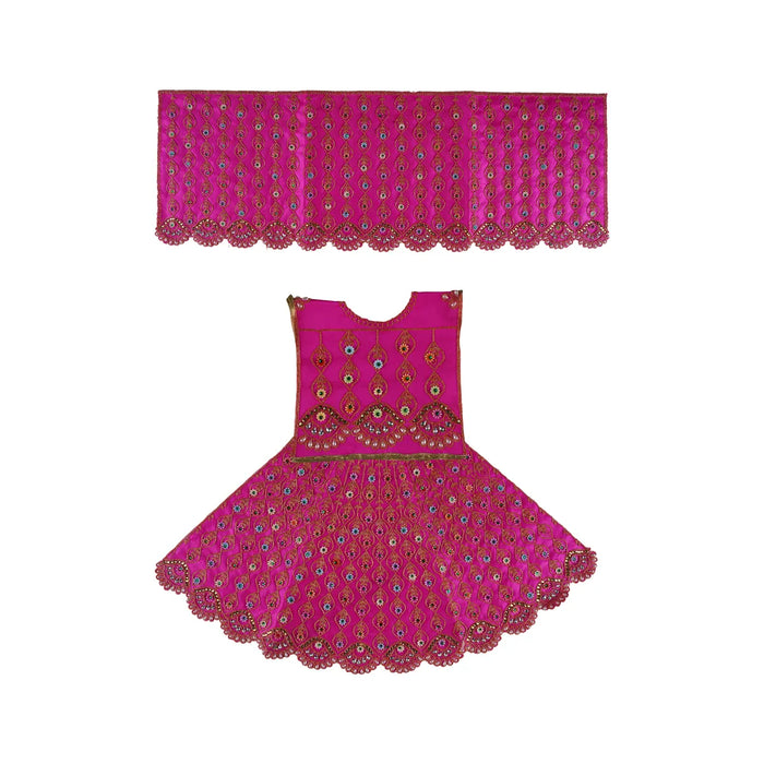 Durga Dress - 11 Inches | Floral Work Mata Rani Poshak/ Amman Pavadai for Deity/ Assorted Colour