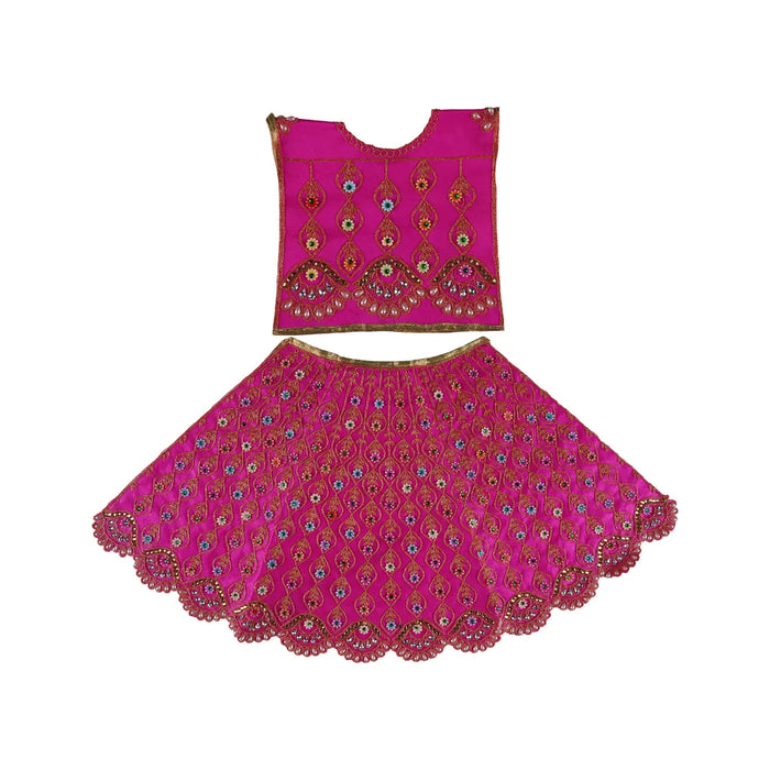 Durga Dress - 11 Inches | Floral Work Mata Rani Poshak/ Amman Pavadai for Deity/ Assorted Colour