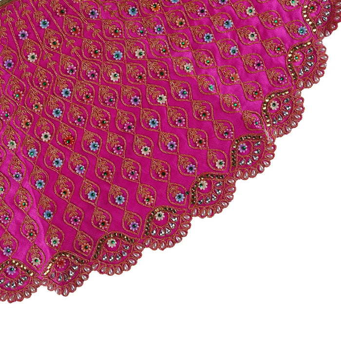 Durga Dress - 11 Inches | Floral Work Mata Rani Poshak/ Amman Pavadai for Deity/ Assorted Colour