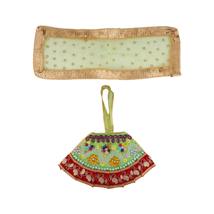 Devi Dress - 4 Inches | Mata Rani Poshak/ Lehenga Patka/ Fancy Amman Pavadai For Deity Decor/ Assorted Colour