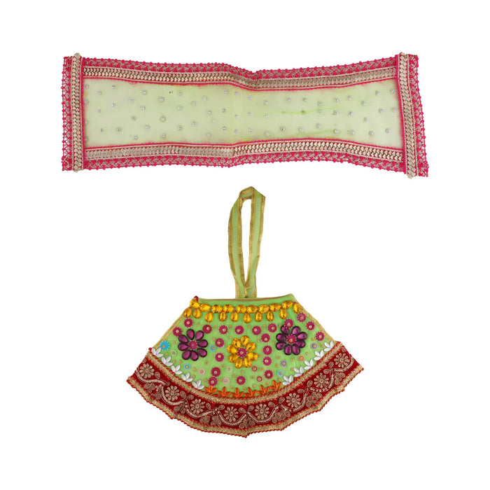 Devi Dress - 4 Inches | Mata Rani Poshak/ Lehenga Patka/ Fancy Amman Pavadai For Deity Decor/ Assorted Colour