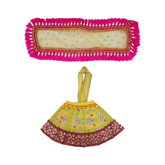 Devi Dress - 4 Inches | Mata Rani Poshak/ Lehenga Patka/ Fancy Amman Pavadai For Deity Decor/ Assorted Colour