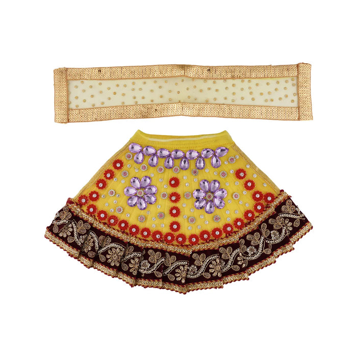 Devi Dress - 4 Inches | Mata Rani Poshak/ Lehenga Patka/ Fancy Amman Pavadai For Deity Decor/ Assorted Colour